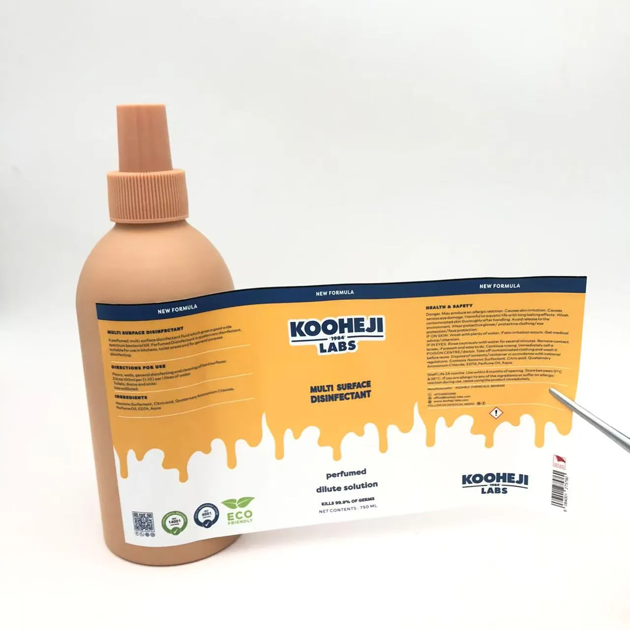 জীবাণুনাশক বোতল প্যাকেজিং লেবেল